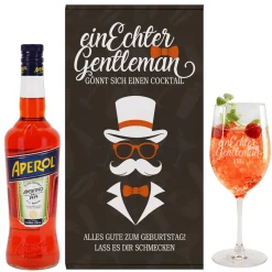 Aperol Geschenkset 'Ein echter Gentleman' mit Aperitifglas - personalisiert mit Name und Wunschtext
