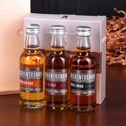 Auchentoshan Whisky für echte Kerle in bedruckter Holzkiste mit 2 Whiskygläser