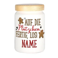Auf die Plätzchen, fertig, los! - Keksdose mit Ihrem Wunschnamen