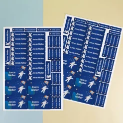Aufkleber mit Weltraum-Motiv und Wunschname