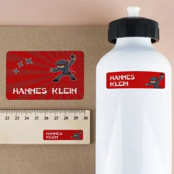 Aufkleber-Set mit Ninja-Motiv und Ihrem Namen