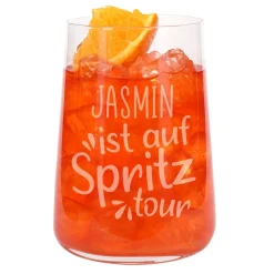 Auf Spritztour - Trinkglas mit Namensgravur