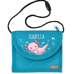 Axolotl Brustbeutel personalisiert mit Name | Geschenk für Mädchen | Farbauswahl