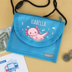 Axolotl Brustbeutel personalisiert mit Name | Geschenk für Mädchen | Farbauswahl
