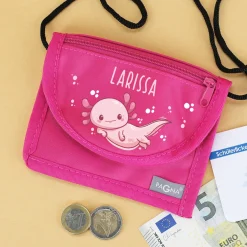 Axolotl Brustbeutel personalisiert mit Name | Geschenk für Mädchen | Farbauswahl