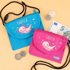 Axolotl Brustbeutel personalisiert mit Name | Geschenk für Mädchen | Farbauswahl