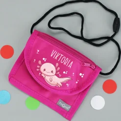 Axolotl Brustbeutel personalisiert mit Name | Geschenk für Mädchen | Farbauswahl