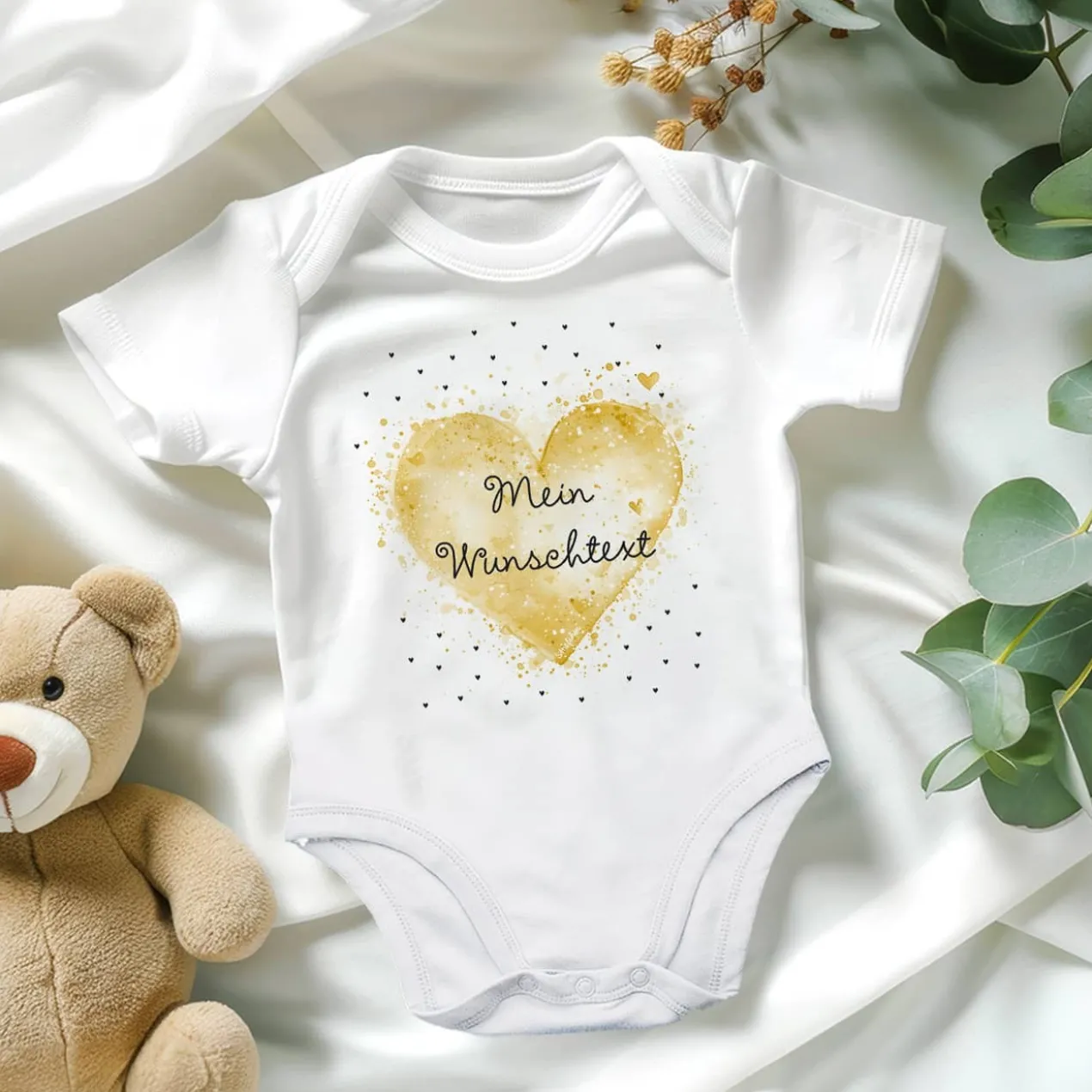 Babybody zum selbst gestalten mit Ihrem Wunschtext, 3 Größen auswählbar