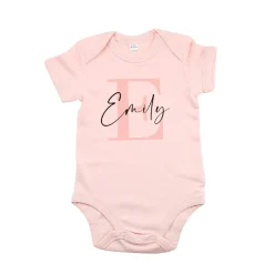 Babygeschenk - Body in rosa mit Name und Initiale