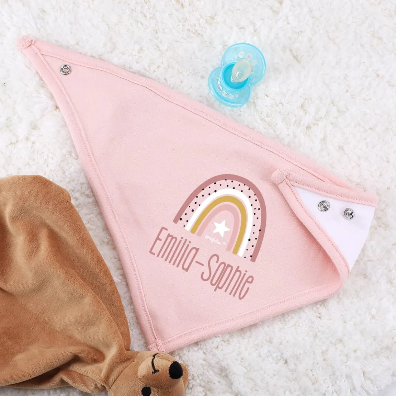 Baby-Halstuch mit Regenbogenmotiv in 3 verschiedenen Farben