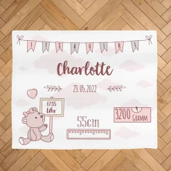 Baby Kuscheldecke mit Teddymotiv zur Geburt