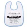 Baby Lätzchen in weiß/blau mit Ihrem Spruch persönlich bedruckt