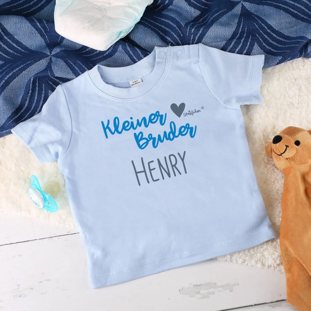 Baby Shirt Kleine Schwester / Kleiner Bruder mit Namensaufdruck