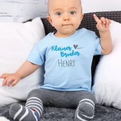 Baby Shirt Kleine Schwester / Kleiner Bruder mit Namensaufdruck