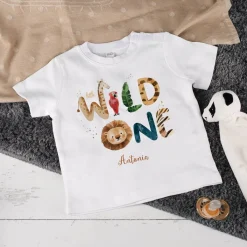 Baby T-Shirt - little Wild One - mit Wildtieren und Name