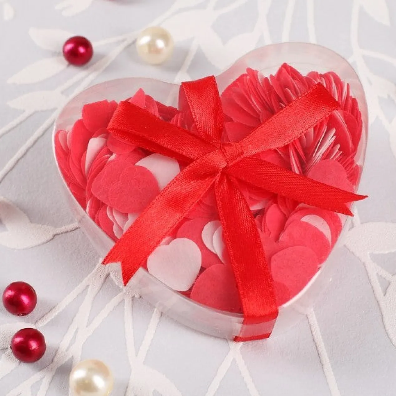 Badekonfetti Herzen in Rot und Weiß - 20g
