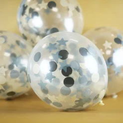 Ballons mit Punkte und Sterne Konfetti 30 cm - 4 Stück