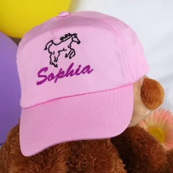 Basecap mit Wunschnamen und Pferd, rosa