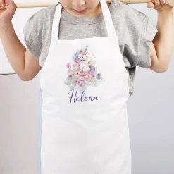 Bastel- & Werkenschürze mit Einhorn-Motiv und Name
