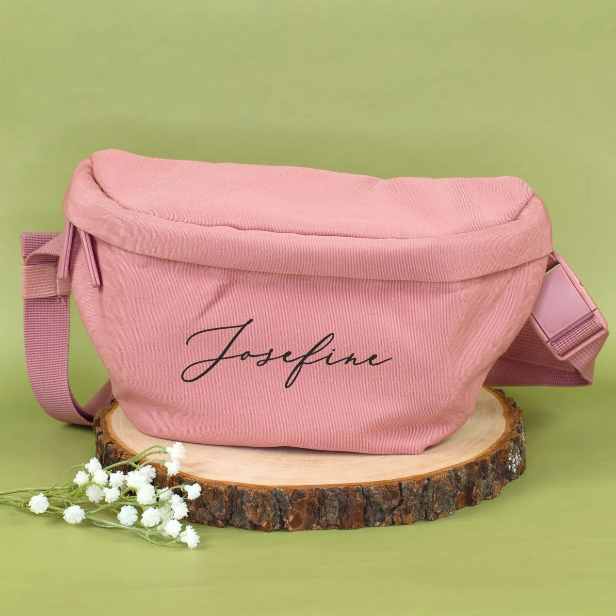 Bauchtasche als Geschenk für Frauen | Personalisierte Gürteltasche für JGA & Geburtstag in Beige Rosa