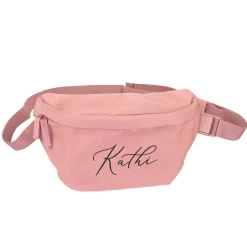 Bauchtasche als Geschenk für Frauen | Personalisierte Gürteltasche für JGA & Geburtstag in Beige Rosa