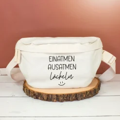 Bauchtasche 'Einatmen Ausatmen Lächeln' | Crossbody Tasche als lustiges Geschenk für Frauen & Kollegen