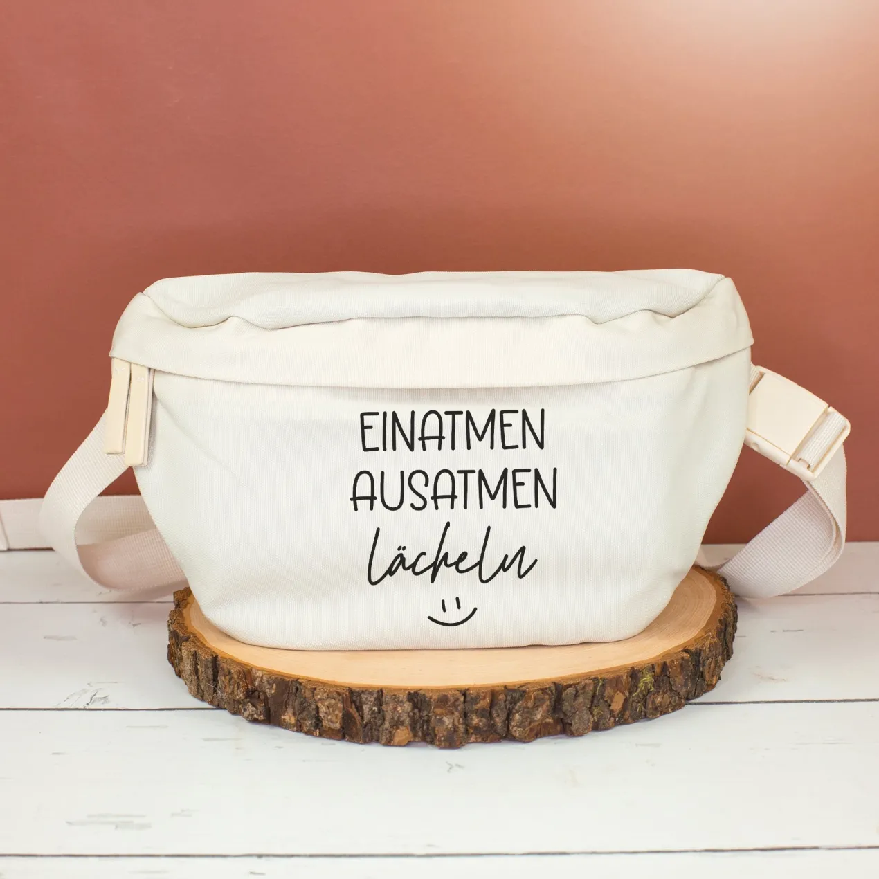 Bauchtasche 'Einatmen Ausatmen Lächeln' | Crossbody Tasche als lustiges Geschenk für Frauen & Kollegen