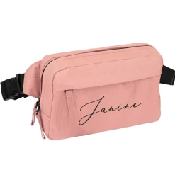 Bauchtasche mit Name personalisiert in schwarz oder rosa | Gürteltasche als Geschenk für Frauen