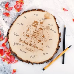 Baumscheibe mit Rinde zur Hochzeit als Gästebuch oder Deko