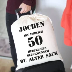 Baumwollbeutel mit Zuziehkordel für den 50jährigen alten Sack
