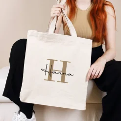 Baumwollshopper mit Initiale und Name in 4 verschiedenen Farben