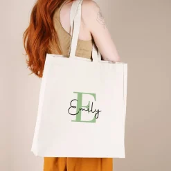 Baumwollshopper mit Initiale und Name in 4 verschiedenen Farben
