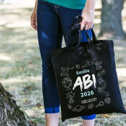 Baumwolltasche zum bestandenen Abitur mit Name, Jahr und Wunschtext