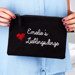 Beautycase Lieblingsdinge in schwarz mit Ihrem Namen
