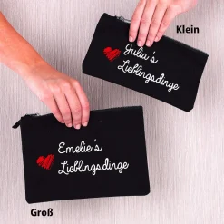 Beautycase Lieblingsdinge in schwarz mit Ihrem Namen