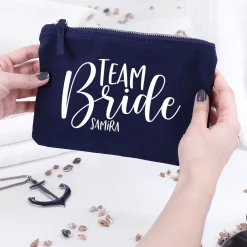 Beautycase mit Namensaufdruck | Team Bride | 5 Farben & Größenauswahl