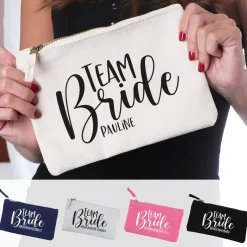 Beautycase mit Namensaufdruck | Team Bride | 5 Farben & Größenauswahl