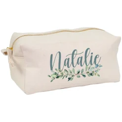 Beautycase & Schlampermäppchen mit Eukalyptus Motiv und Name personalisiert | Canvas Tasche 2 Größen