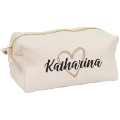 Beautycase & Schlampermäppchen mit Herz und Name personalisiert | Tasche als Geschenk für Frauen