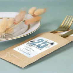 Bedruckte Bestecktaschen im 10-er Set zur Silbernen Hochzeit