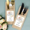 Bedruckte Bestecktaschen im 10-er Set zur Hochzeit - Schön, dass du da bist! - Blumen