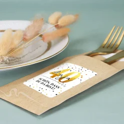 Bedruckte Bestecktaschen im 10-er Set zum Geburtstag - schön, dass du da bist