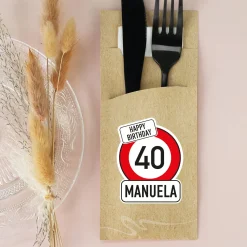 Bedruckte Bestecktaschen im 10-er Set zum Geburtstag