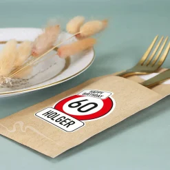 Bedruckte Bestecktaschen im 10-er Set zum Geburtstag