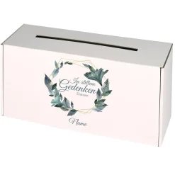 Bedruckte Briefbox - In Gedenken an - mit Blätterkranz