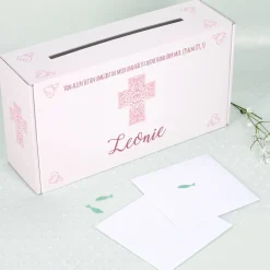 Bedruckte Briefbox zu religiösem Anlass mit Wunschname