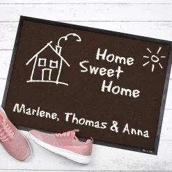Bedruckte Fußmatte - Home Sweet Home - in Tafeloptik