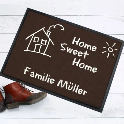 Bedruckte Fußmatte - Home Sweet Home - in Tafeloptik