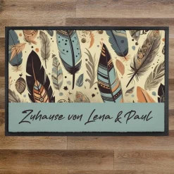 Bedruckte Fußmatten im Boho-Stil mit Text - verschiedene Motive zur Auswahl