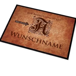 Bedruckte Fussmatte mit Monogramm & Text personalisiert im Vintage-Stil